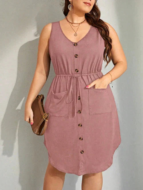 Vestido Ajuste na Cintura e Falsos Botões - Iolanda