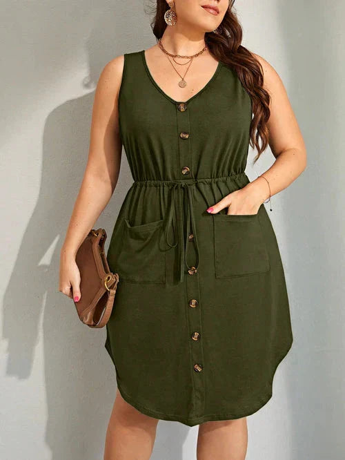 Vestido Ajuste na Cintura e Falsos Botões - Iolanda